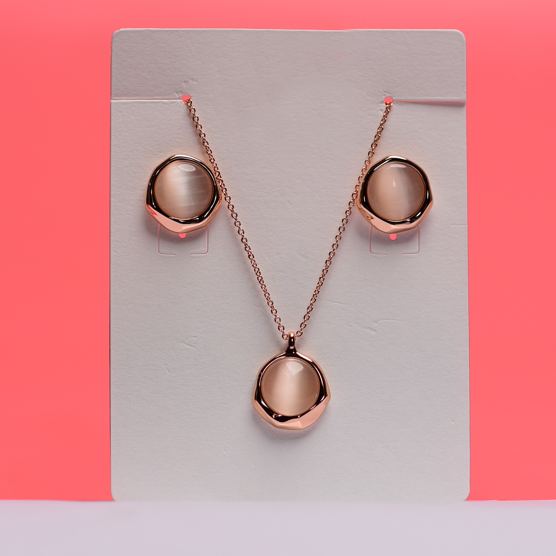 Rose gold, necklace / earrings sets